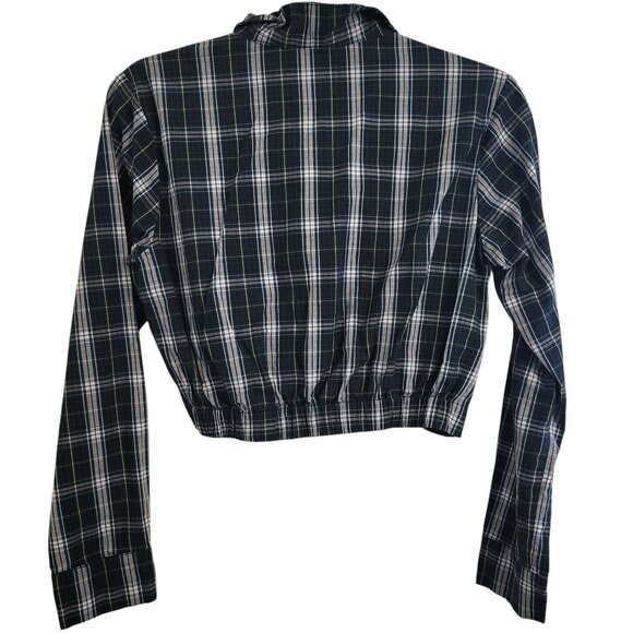 TIMING | Green & Blue 100% Cotton Flannel Crop Top - Picture 7 of 14